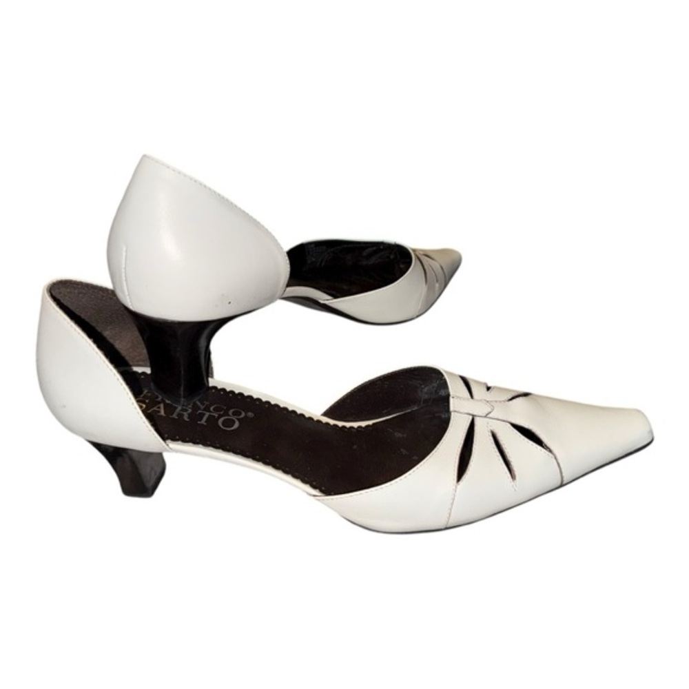 Y2K Franco Sarto leather VTG spectator kitten heels in white leather‎ size 9M